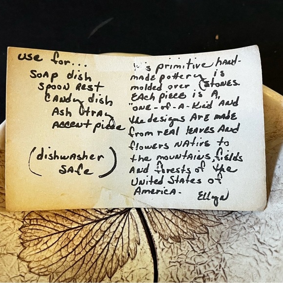 Studio Art Pottery Leaves Earthtone Soap Candy Dish Spoon Rest Ash Tray Accent - Picture 7 of 9